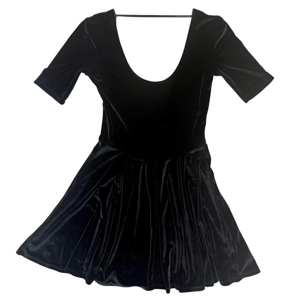 Urban Outfitters Black Velvet Skater Dress by Kimchi Blue Scoop Back Size S